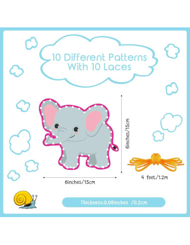 10 Tarjetas de Enhebrado de Animales Jungle - Suministros Educativos