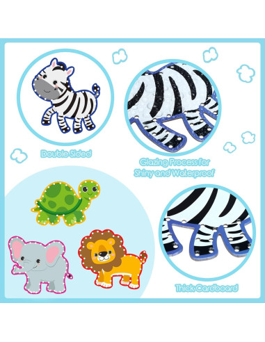 10 Tarjetas de Enhebrado de Animales Jungle - Suministros Educativos