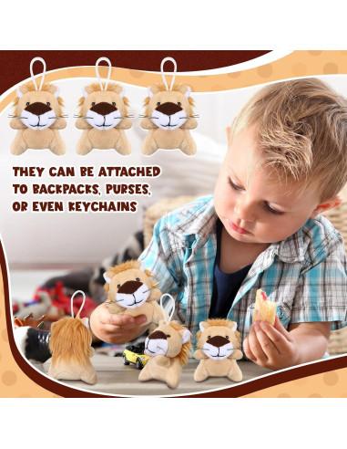 30 Mini Animales de Peluche León Shappy 6 cm para Fiesta