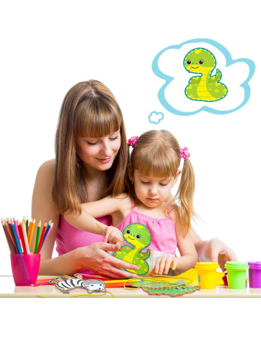 10 Tarjetas de Enhebrado de Animales Jungle - Suministros Educativos