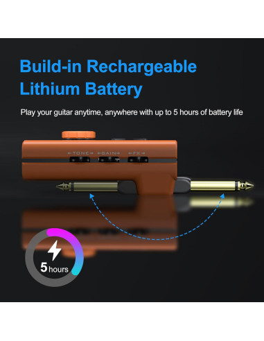 Amplificador de Auriculares Dozzly MS-8 Naranja con 18 Efectos