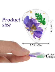 5 Piezas Púas de Guitarra de Resina con Flores Secas 2