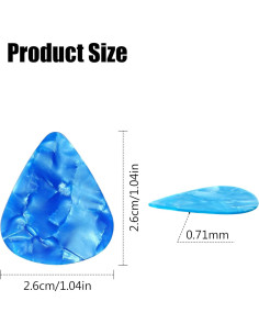 Púas de Guitarra Augshy, Paquete de 150 Púas de Celluloide 0.71mm 2