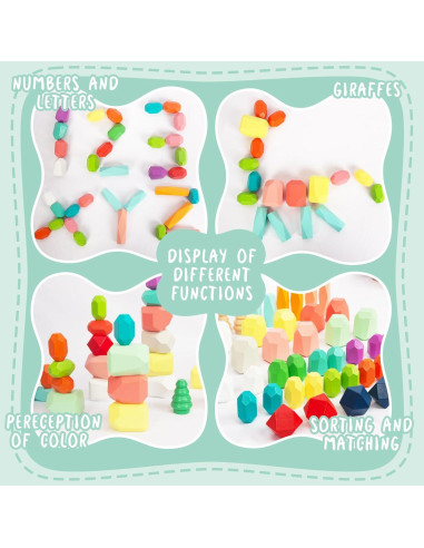 Juego de Bloques de Madera 48 PCS Montessori WOODENFUN