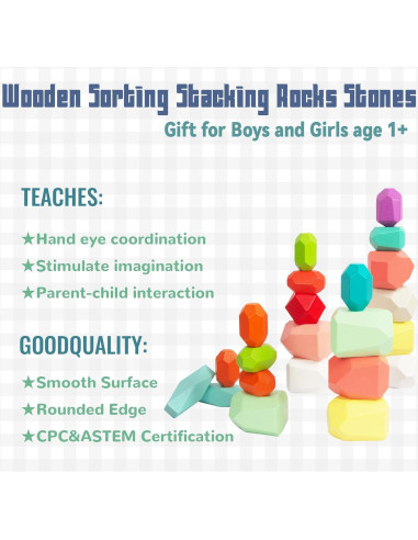 Juego de Bloques de Madera 48 PCS Montessori WOODENFUN