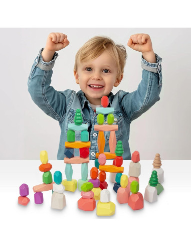 Juego de Bloques de Madera 48 PCS Montessori WOODENFUN