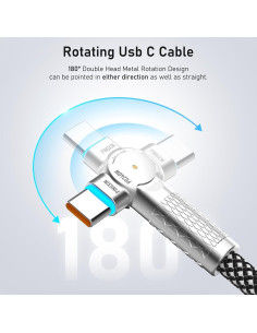 Cable USB C Trenzado 1.0m 240W PINGXIN con Rotación 180 2