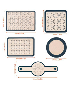 Estera de Hornear de Silicona GaesQae 5 Piezas Antiadherente 2