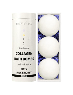 Bombas de Baño de Colágeno New Miuz - Avena, Leche y Miel - 3 Unidades