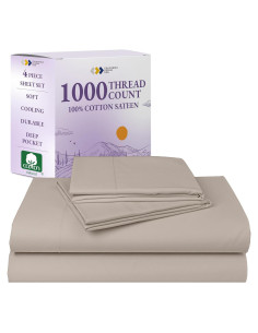 Conjunto de Sábanas Queen Algodón 1000 Hilos California Design Den Beige