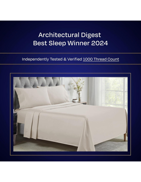 Conjunto de Sábanas Queen Algodón 1000 Hilos California Design Den Beige