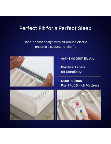 Conjunto de Sábanas Queen Algodón 1000 Hilos California Design Den Beige