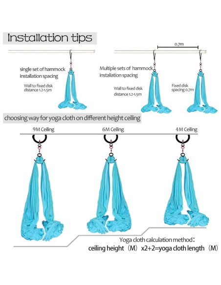 Conjunto de Telas Aéreas SYCYKA 10m x 2.8m para Yoga y Acrobacia Conjunto de Telas Aéreas SYCYKA 10m x 2.8m para Yoga y Acrobacia