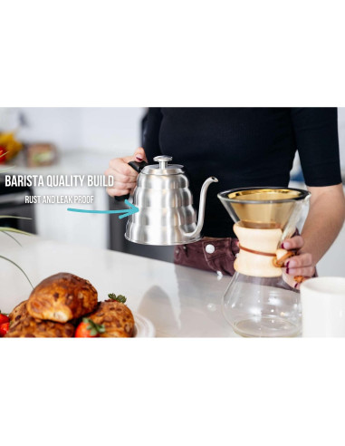 Hervidor Cuello de Cisne Barista Warrior 1.2L Cobre con Termómetro