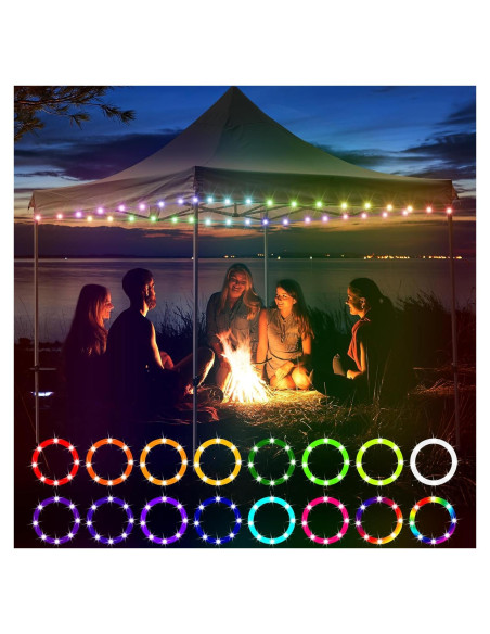 Luces de Cadena LED Waybelive 12 m, 16 Colores, Impermeable