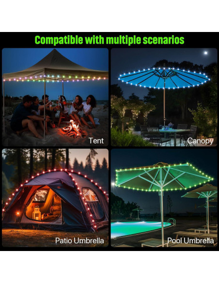 Luces de Cadena LED Waybelive 12 m, 16 Colores, Impermeable