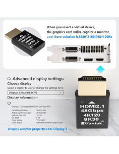 Emulador HDMI 2.1 Dummy Plug 4K 120Hz EVanlak - 10 Piezas 2
