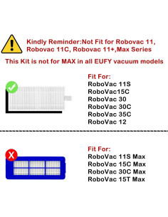 Kit de Repuestos eufy RoboVac 11S 12 15T 15C 25C 30 30C 35C 2