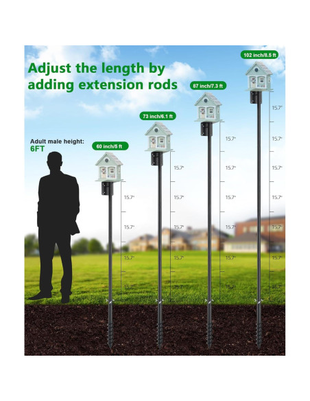 Poste para Comedero de Aves Keplrend 152.4 cm Ajustable