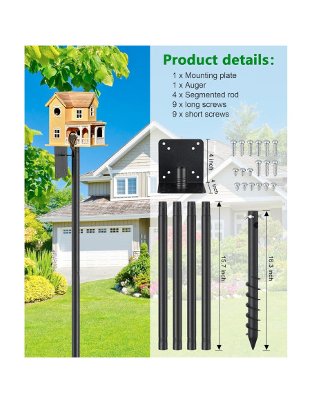 Poste para Comedero de Aves Keplrend 152.4 cm Ajustable