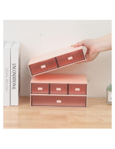 Organizador de Escritorio Ykpoqir Rosa 6 Cajones Apilable