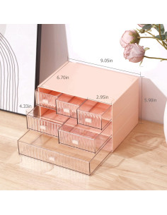 Organizador de Escritorio Ykpoqir Rosa 6 Cajones Apilable 2