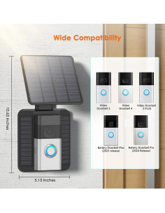 Cargador Solar QIBOX para Timbre Ring Video Doorbell 3/4 2