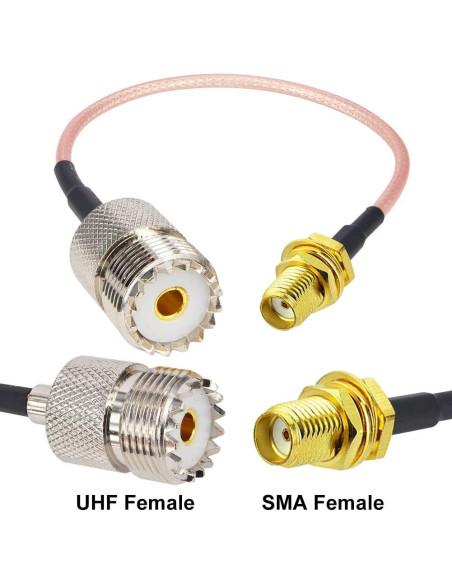 Cable Coaxial RG316 15cm SMA Femenino a UHF Femenino 2PCS