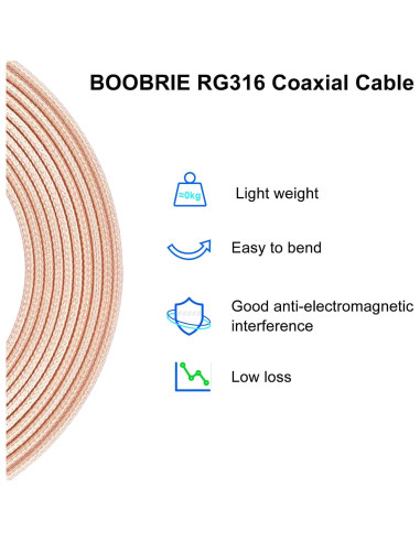 Cable Coaxial RG316 15cm SMA Femenino a UHF Femenino 2PCS