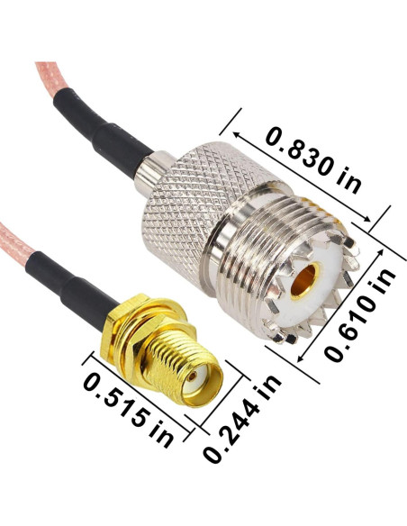 Cable Coaxial RG316 15cm SMA Femenino a UHF Femenino 2PCS