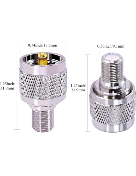 Adaptador UHF a F CNARIO A41 - 2 Conectores Coaxiales