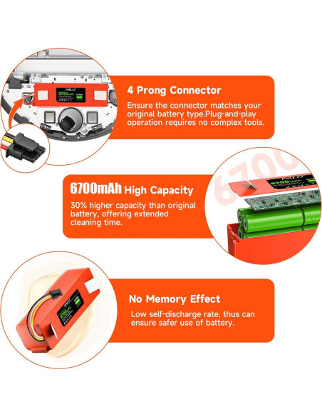 Batería de Reemplazo Li-ion 6700mAh para Roborock S4 S5 S6 S7