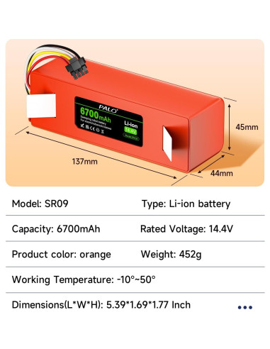 Batería de Reemplazo Li-ion 6700mAh para Roborock S4 S5 S6 S7