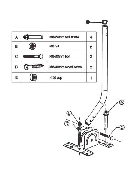 Soporte Ajustable para Antena PBD - Poste de Montaje 41.9 cm