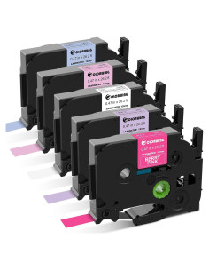 Paquete de 5 Cintas de Etiqueta COLORWING TZe 12mm Laminadas