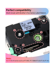 Paquete de 5 Cintas de Etiqueta COLORWING TZe 12mm Laminadas 2