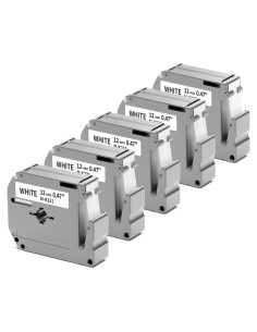 Cinta de Etiquetas Labelife M-K231 12mm 5 Paquetes Negro sobre Blanco