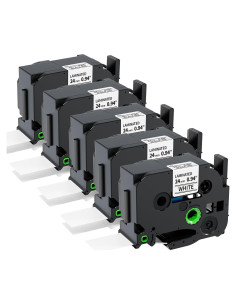 Cinta de Etiqueta Laminada 24mm MarkDomain TZe-251 Negro sobre Blanco