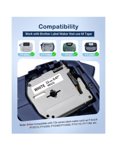 Paquete de 10 cintas de etiqueta MarkDomain M-K231 12mm blanco 2