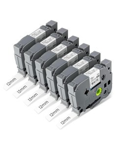 Paquete de 6 cintas TZe-231 Brother 12mm x 8m blancas