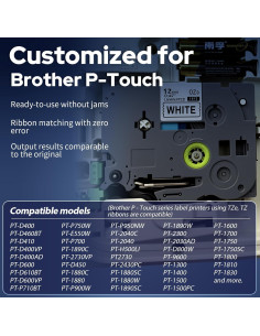 Paquete de 6 cintas TZe-231 Brother 12mm x 8m blancas 2