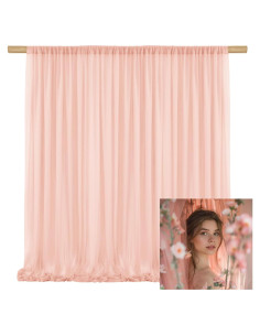 Cortina de fondo de gasa rosa claro 2 paneles 304.8x152.4cm TOAOFY
