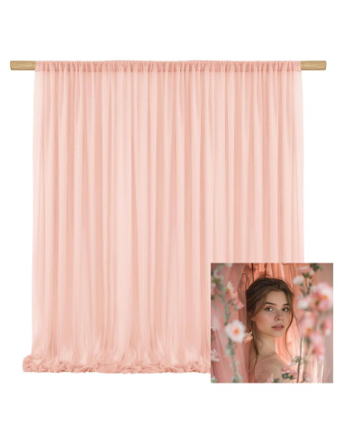 Cortina de fondo de gasa rosa claro 2 paneles 304.8x152.4cm TOAOFY