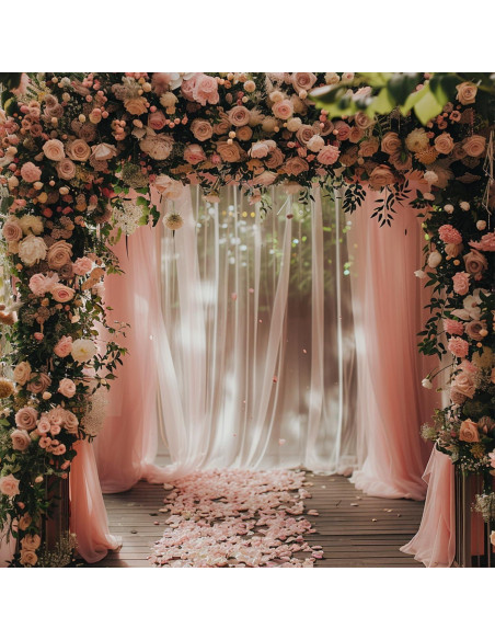 Cortina de fondo de gasa rosa claro 2 paneles 304.8x152.4cm TOAOFY