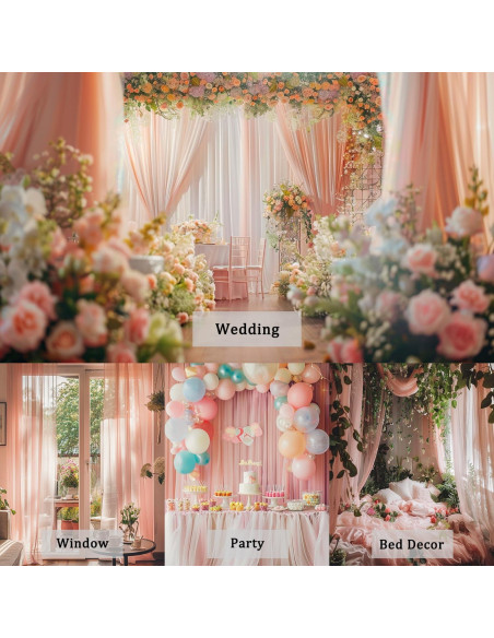 Cortina de fondo de gasa rosa claro 2 paneles 304.8x152.4cm TOAOFY