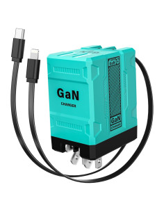 Cargador de Pared Retráctil 2 en 1 45W USB-C iOS Azul