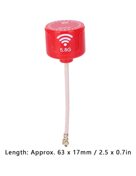 Antena 5.8Ghz 3dBi RHCP Keenso para Drone FPV Rojo