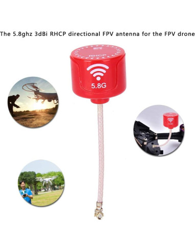 Antena 5.8Ghz 3dBi RHCP Keenso para Drone FPV Rojo