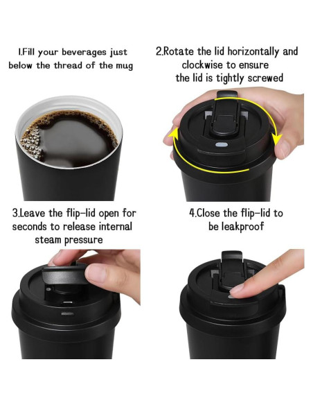 Taza de Viaje Funkrin 473ml Aislada Doble Pared a Prueba de Fugas