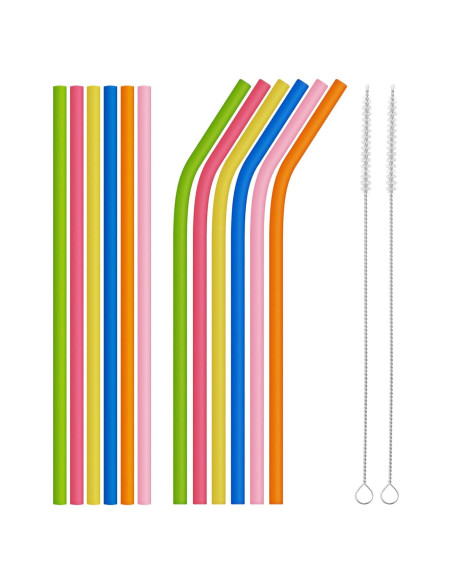 Pajitas de Silicona Reutilizables Coson Home 21.6 cm 12 Piezas Pajitas de Silicona Reutilizables Coson Home 21.6 cm 12 Piezas